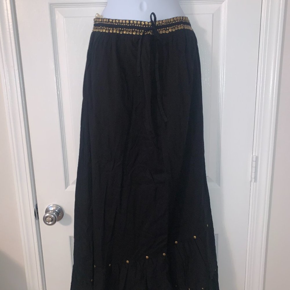 Apollo Black "rhinestone" Maxi Skirt